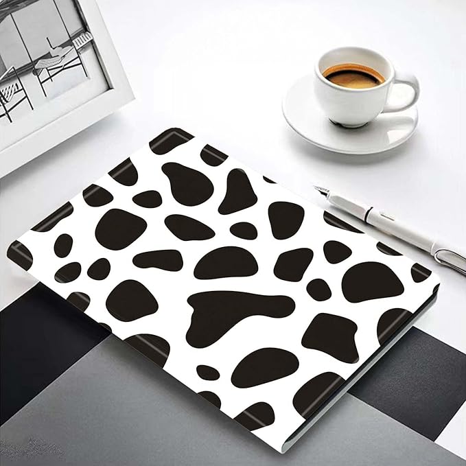 for iPad Air 3 10.5 2019/iPad Pro 10.5 2017 CasePU Leather Cover with Auto Wake/SleepMulti-Angle Viewing Adjustable Stand.Black White Cow Pattern