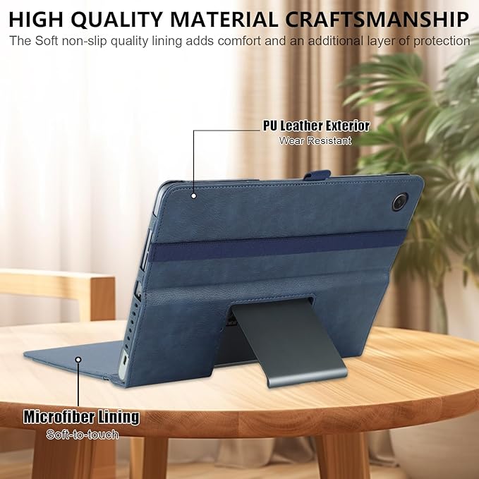 Case Compatible with Lenovo Tab Plus 11.5 inch 2024 Tablet PU Leather Business Cover for Tab Plus (TB351FU) Folding Stand CoverDark Blue