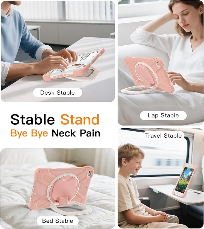 BATYUE for iPad mini 5/4 7.9 Inch Case (2019/2015) Protective Shockproof Cover with 360° Kickstand Detachable Shoulder Strap &amp Pencil Holder for Women &amp School - Rose Gold