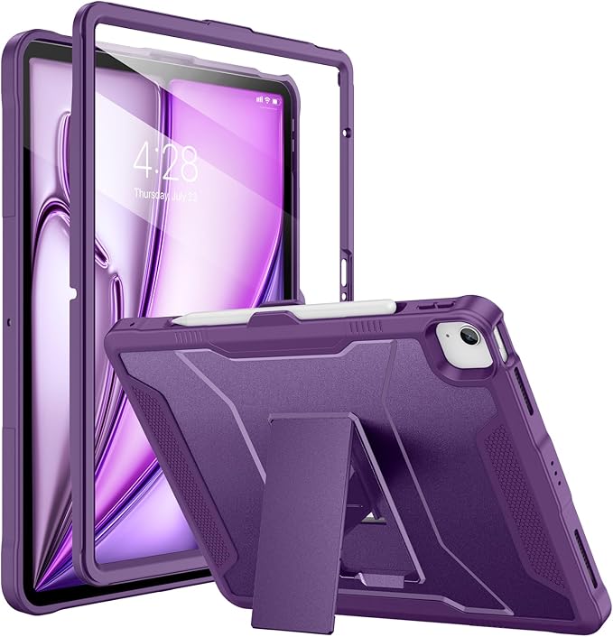 Soke Case for iPad Air 13-Inch M4 2026 M3 2025 &amp M2 2024with Built-in Screen Protector and Kickstand Rugged Full-Body Heavy Duty Protective Cover for Apple iPad Air 13 - Purple