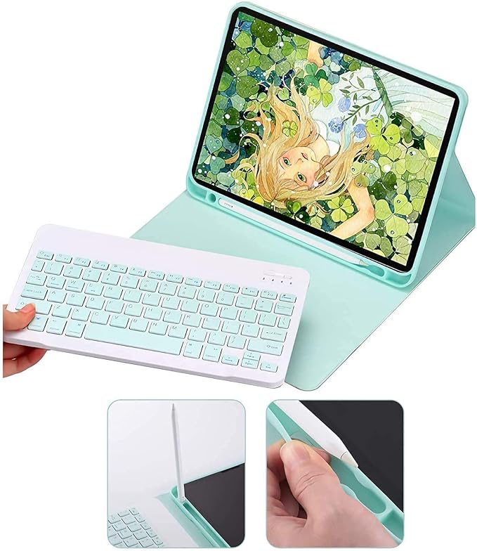 AnMengXinLing Keyboard Case for iPad mini 5 with Mouse Detachable Wireless Bluetooth Keyboard Pencil Holder Slim Leather Smart Cover for iPad mini 5th Gen 2019 Yellow