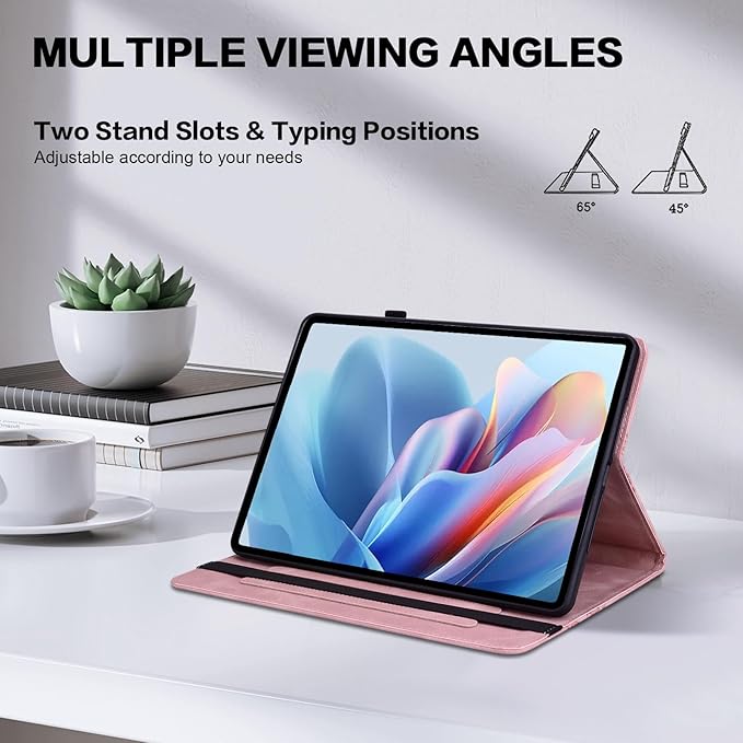 Case for Lenovo Idea Tab 11'' 2025/ Tab M11/ Tab K11 LTE 11 2024 Multi Angle Flip PU Leather Shockproof Case with Pencil Holder/Card Slots Pink