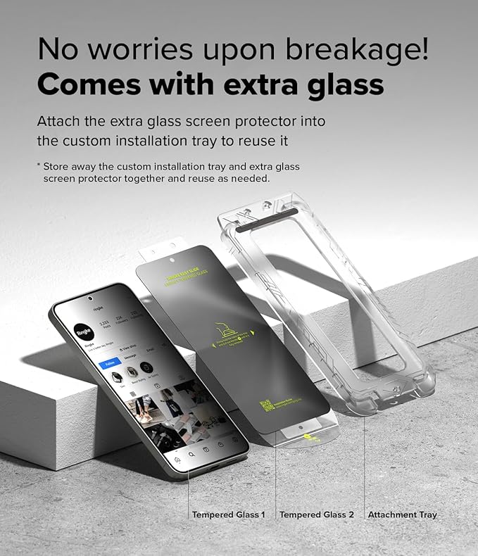 Ringke Easy Slide Privacy [Anti Spy] Compatible with Samsung Galaxy S25 Plus Screen Protector and Galaxy S24 Plus Tempered Glass Easy to Install Case Friendly - 2 Pack