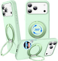 STERKER 360° Rotatable Stand Compatible with iPhone 17 Pro Case with Magnetic [Military Grade Drop Tested][Adjustable Kickstand] Ring Holder Silicone Slim Back Soft Edge Green
