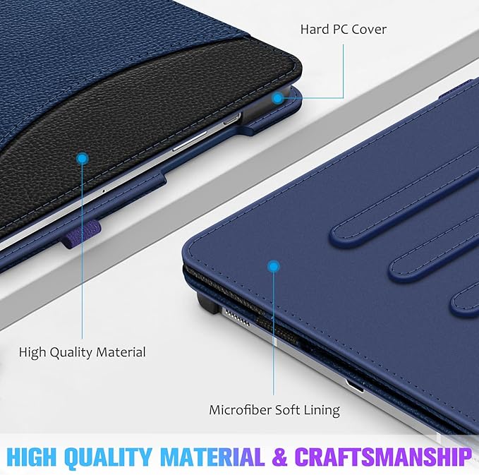 Fintie Case for Samsung Galaxy Tab S10+/ S9+/ S8+/ S7 FE/ S7+ 12.4 Inch Multi-Angle Viewing Protective Cover with Pocket Auto Sleep/Wake Navy