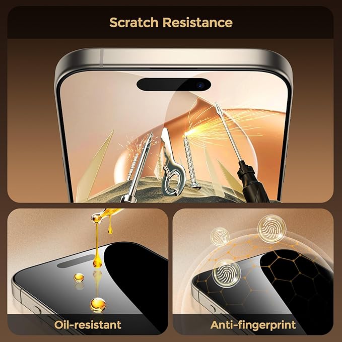 UNBREAKcable Privacy Screen Protector for iPhone 15 Pro Full Coverage Shatterproof Tempered Glass [True 28°Anti Spy] [9H Hardness] [Easy Installation Frame] 2-Pack Private Screen for iPhone 15 Pro