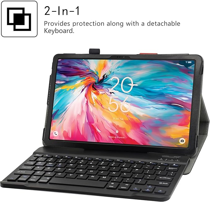 for TCL TAB 10 NXTPAPER 5G Case 9199S Premium Vegan PU Leather with Detachable Keyboard Stand Cover for TCL TAB 10 NXTPAPER 5G 10.4 Tablet Case 9199SRed