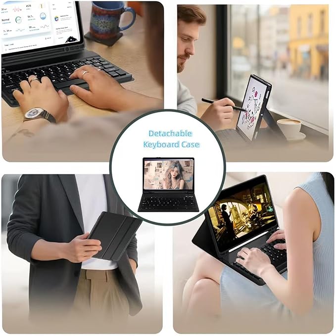 Keyboard Case for iPad (A16) 11th/10th Generation 11 Inch/10.9 Inch iPad (2025/2022) Tablet Case with Pen Slot Detachable Keyboard with Mouse.(Black)