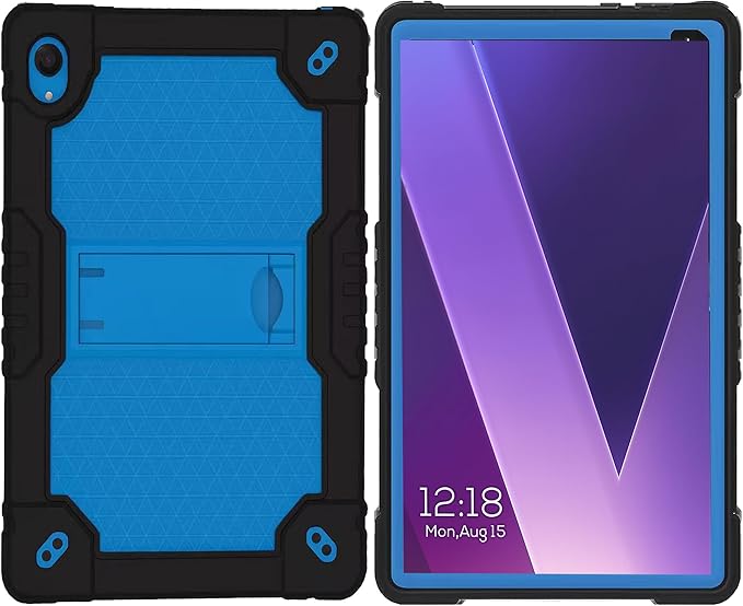 Case for Pritom Tab 10 Lite Tablet/TECLAST P26T/TECLAST P25T/Wetap M10 10.1 inch Tablet Shockproof Firendly Case Built in Kickstand Shoulder Strap with Screen Protector (Black/Blue/1 PC)