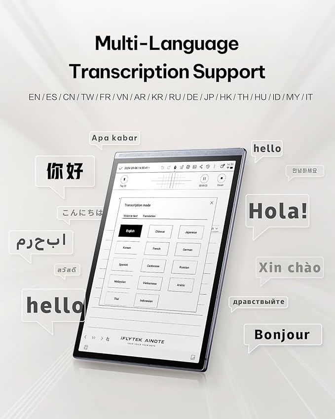 iflytek AINOTE Air 2 Bundle - Black Folio Case 8.2-inch AI Note-Taking Tablet Writing Paper Tablets Digital Notebook with Pen Voice-to-Text Transcription Multi-Languages Chatgpt Support