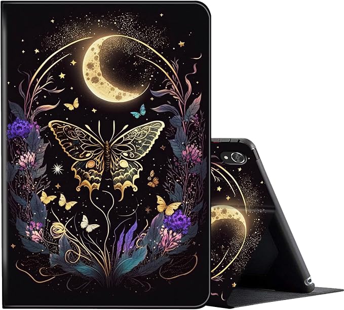 Butterfly Flowers & Gold Moon