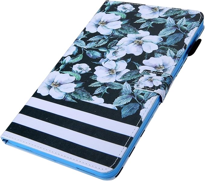 All-New 7 Amazon Kindle Fire 7 Tablet Case (9th/7th/5th Generation 2019/2017/2015)Smart Stand PU Leather Magnetic Cover with Card Pocket Stylus Pencil Holder [Auto Sleep/Wake] Pear Flower