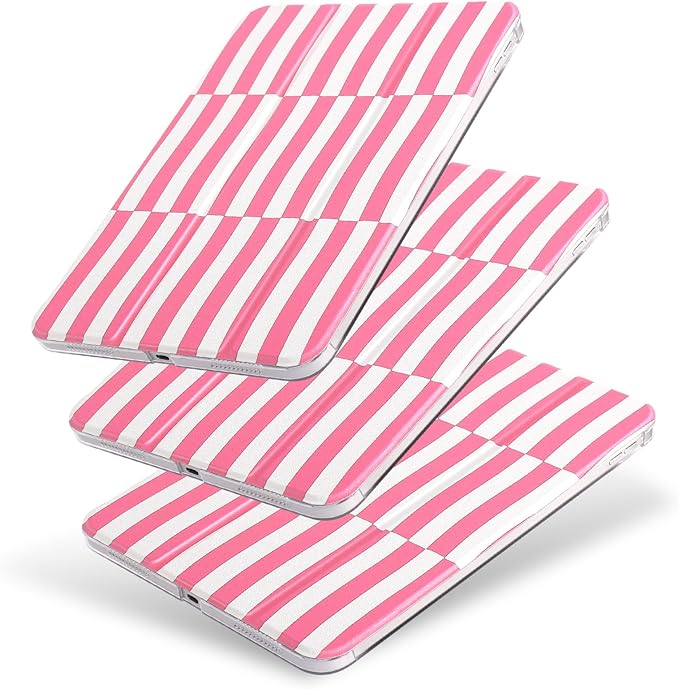 case for ipad 11th Generation11 Inch 2025 (A16 Chip) &amp 10th Gen 10.9 Inch 2022 - Slim Scratch-Resistant Hard PC Translucent Back Shell SmartCover Wake/Sleep FunctionPink Irregular Stripes