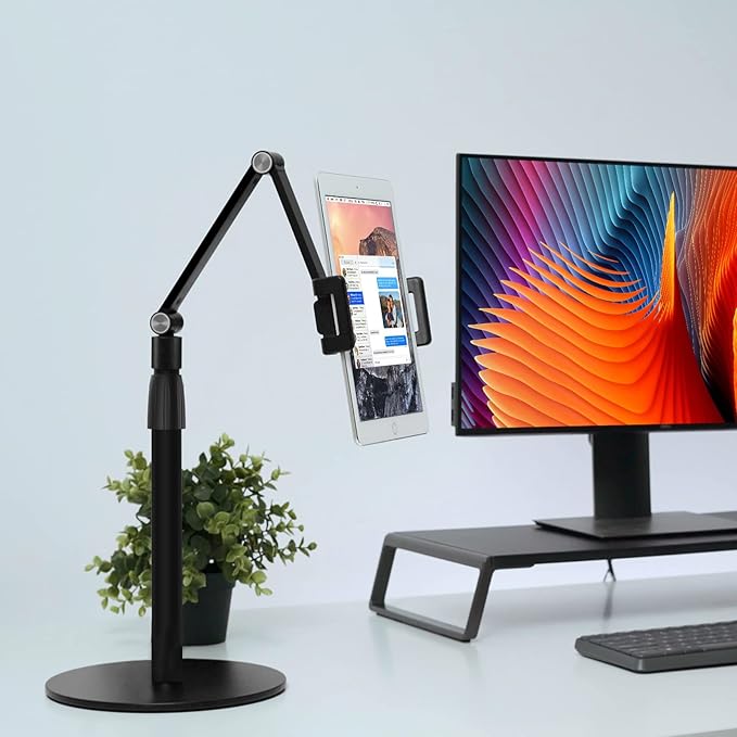 Viozon Tablet Phone Overhead Stand Height &amp 360 Degree Angle Adjustable Aluminum Desktop Stand Compatible with 3.5-11 Cellphone or Tablet Such as iPhone iPad Pro Air Mini Samsung Nexus(AP-4P