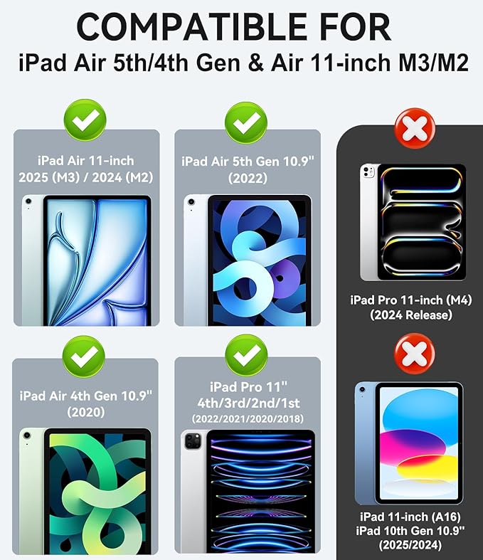Case for iPad Air 11-inch M3/ M2 (2025/2024) iPad Air 5th/ 4th Generation 10.9'' (2022/2020) iPad Pro 11 (4th/3rd/2nd/1st Gen) Multi-Angle Stand Cover with Pencil Holder Starry Night