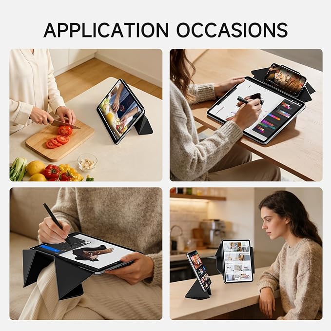 kenke Magnetic Case for iPad 11 Inch A16 2025/10th Generation 10.9 Inch 2022 with Detachable Clasp Slim Strong Magnetic Multi-fold Stand Cover with Pencil Holder Auto Wake/Sleep Black