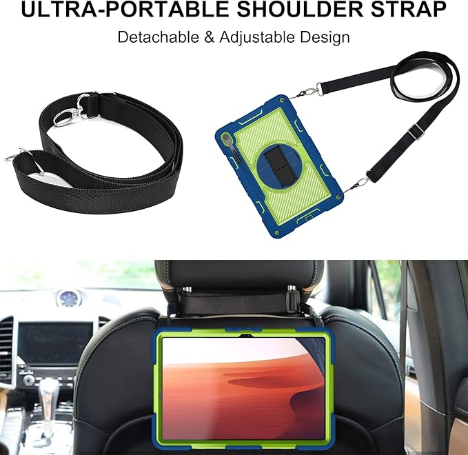 Tablet Case Compatible with Samsung Galaxy Tab S10 FE Plus 13.1 Inch 2025 Model (SM-X620/X626) CaseHeavy Duty Shockproof Rugged Protection Cover Stand &ampHand Strap+Shoulder Strap(Green)