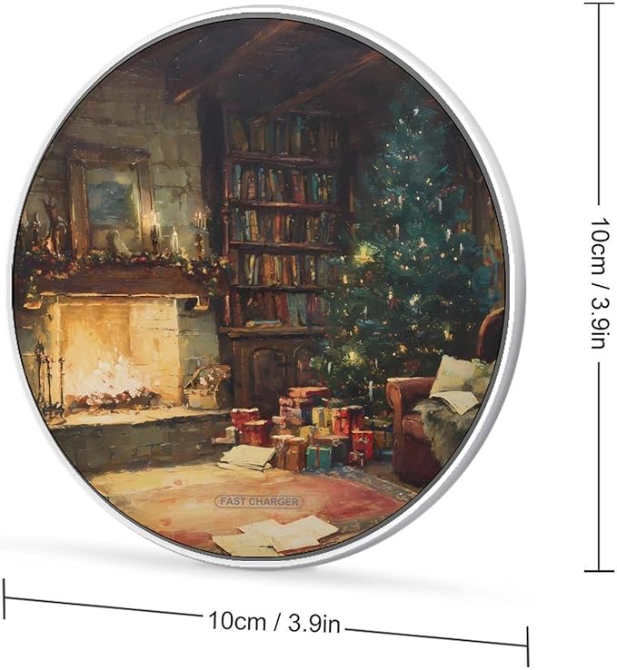 Christmas Tree Fireplace Scene Fast Portable Charger 10W Funny Graphic Phone Charging Pad with USB Cable