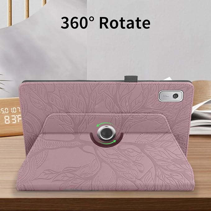 Tablet PC Bags Cases Sleeves Compatible With Lenovo Tab M9 9.0 Inch (Model: TB-310FU 2023 Released) Tablet Case 360 Degree Rotating Stand Foldable Tablet Case Tree Of Life Embossed Shell(Rose Gold)
