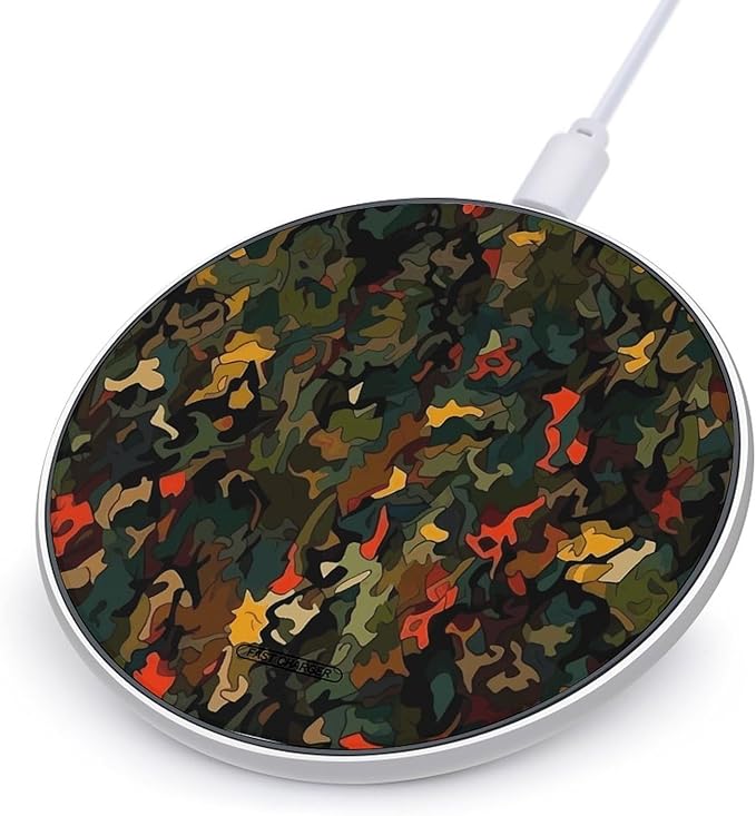 Rich Texture Pattern Wireless Charger Fast Wireless Charging Pad with USB Cable 10W Anti-Slip Magnetic Wireless Charger Portable Slim Charger Puck Travel Charging Station