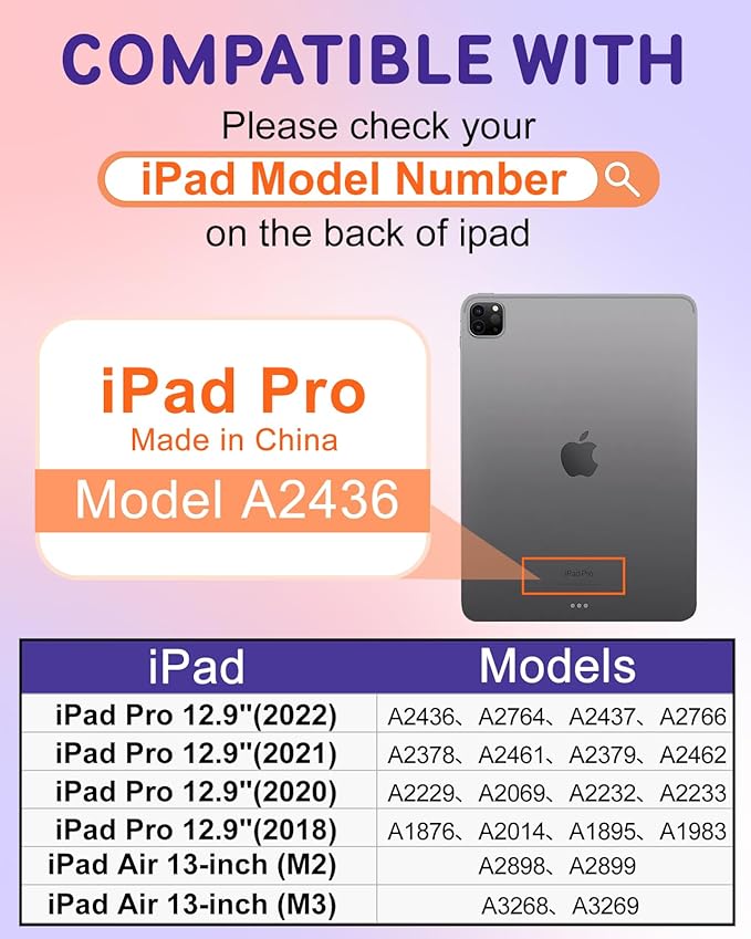 Kidcube for iPad Air 13 Inch Case M3 2025/M2 2024 for iPad Pro 12.9 Cases (2022/2021/2020/2018) - Women Girls Cute Folio Cover with Pencil Holder Kawaii Girly Blue Floral Flower Design Rotating Stand