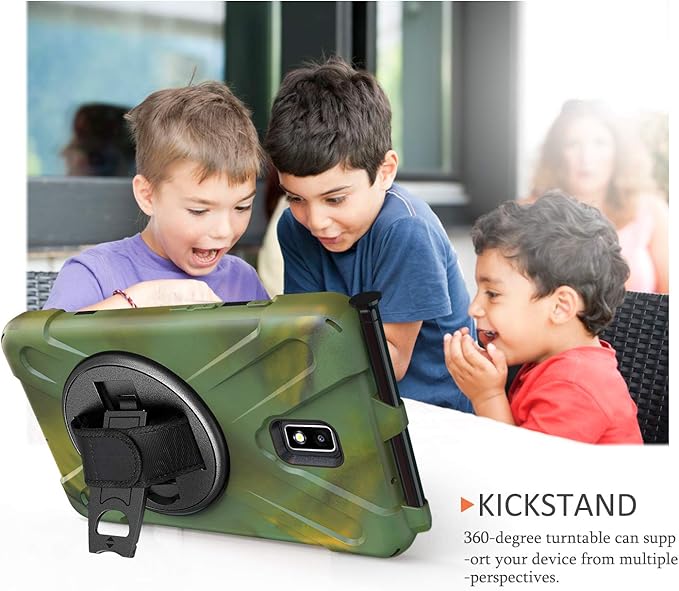 Case for Samsung Galaxy Tab Active 2 8.0 T390 T395 T397 Military Grade [15 ft Drop Tested] Full-Body Shockproof Protective Cover with 360° Rotation Stand Hand Strap &amp Pencil Holder