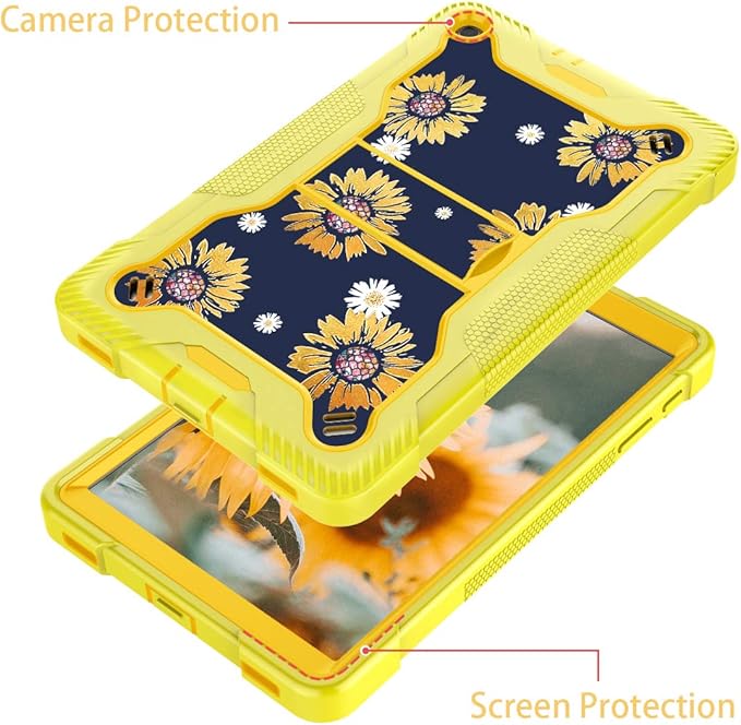 for Samsung Galaxy Tab A 10.1 2019 Case (SM-T510/T515) (NOT for A10.1 2016 A7 10.4 2022/2020 A8 10.5 2021/A10.5 2018) Glitter Sunflower Heavy Duty Rugged Bumper Protective Kickstand Case