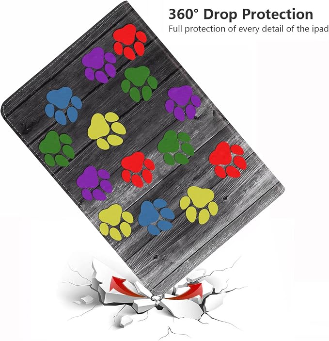 Colorful Dog Paw Print on Wooden Board