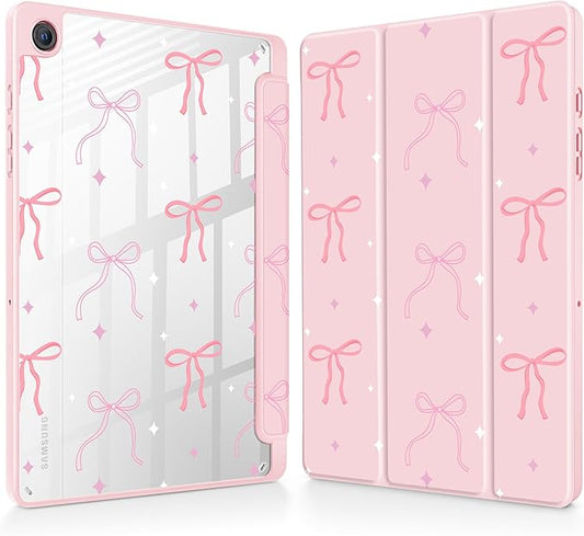 Tuiklol for Samsung Galaxy Tab A9+ Tablet 11” / A9+ Plus 2024 2023Buit-in S-Pen Holder with Clear Protective Cover Transparent Back Shell Auto Wake/Sleep Samsung Tab A9 Plus CoverPink Bows