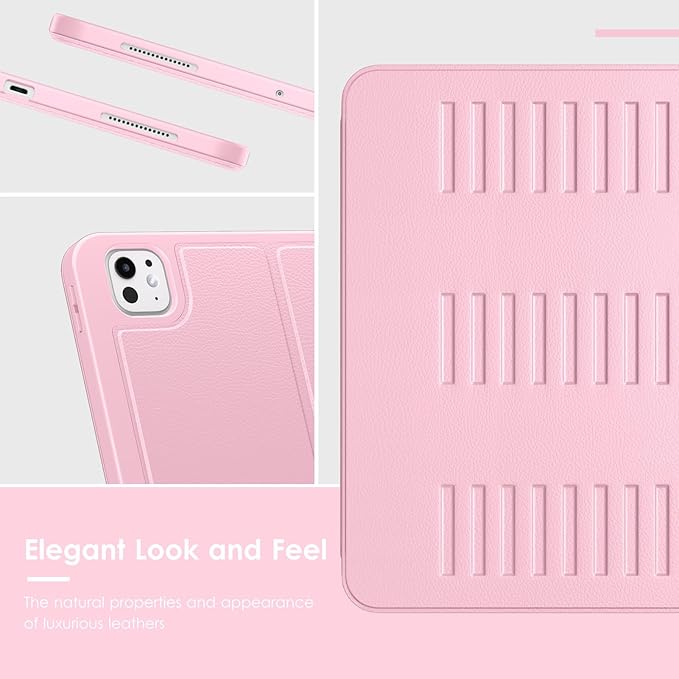 VIKESI Case for iPad iPad Pro 13-inch M5 or M4 Released in 2025 or 2024Multiple Angles Magnetic Stand CoverShockproof Soft BackPencil Holderand Auto Sleep/WakePink