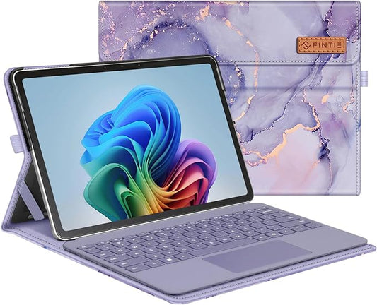 Fintie Case for Microsoft Surface Pro 12 Inch 1st Edition (2025) Multiple Angle Viewing Portfolio Business Cover with Pocket &amp Stylus Holder Compatible with Type Cover Keyboard (Lilac Marble)