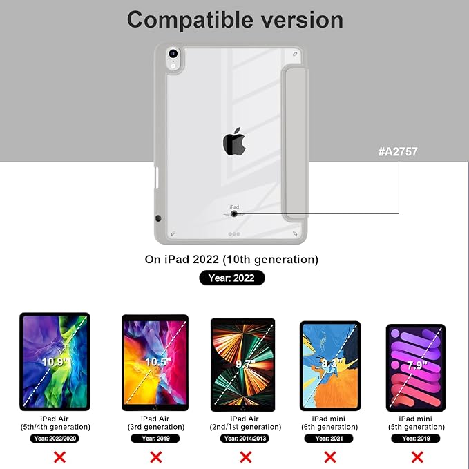 Batianda Hybrid Case for New iPad 11 2025 A16 Chip/iPad 10 2022 10.9-inch [Built-in Pencil Holder] Shockproof Cover with Clear Transparent Back Shell TPU BumperAuto Sleep/Wake Golden Lotus