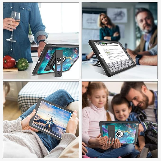 BENTOBEN for iPad 9th/8th/7th Generation Case 10.2 Case - Glow in The Dark 3 in 1 Shockproof Kickstand Protective Cover Space/Nebula