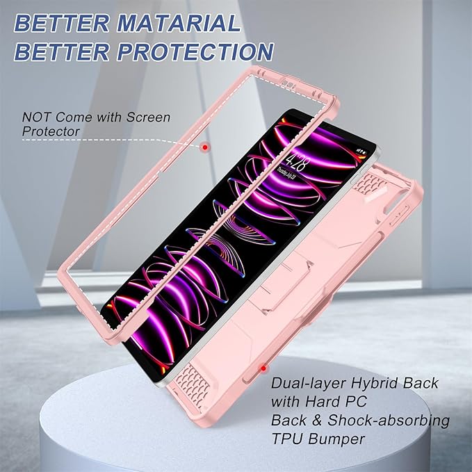 Soke Case for iPad Pro 12.9 Inch 6th/5th/4th Generation(2022/2021/2020 Release) Rugged Shockproof Protective Cover with Built-in Kickstand for Apple iPad Pro 12.9 - Pink Sand