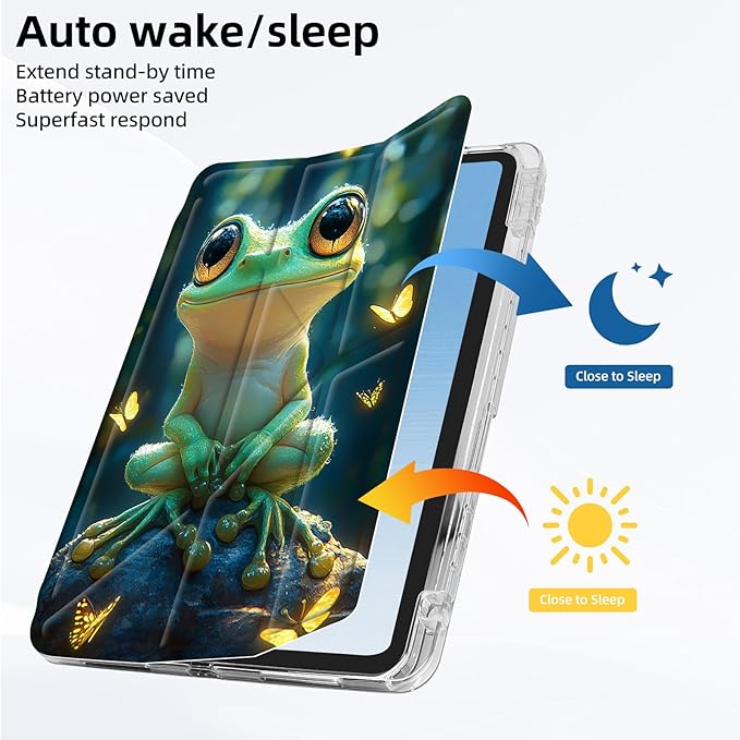 for iPad Pro 11 2024 Case with Pencil Holder Foldable Y-Shaped Protective Cover Stylish Clear Multi-Angle Viewing &amp Auto Sleep/Wake Three Cats Jungle Tablet Case