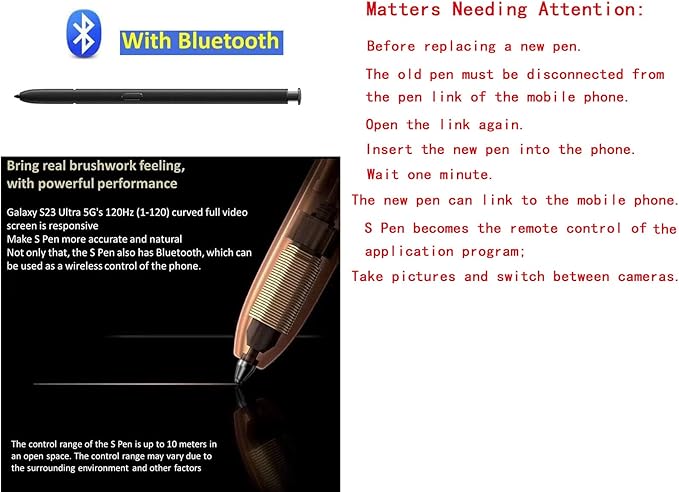 S23 Ultra Stylus Pen (WithBluetooth) Replacement for Samsung Galaxy S23 Ultra 5G All Versions Touch Pen +Tips/Nibs. (Lavender)