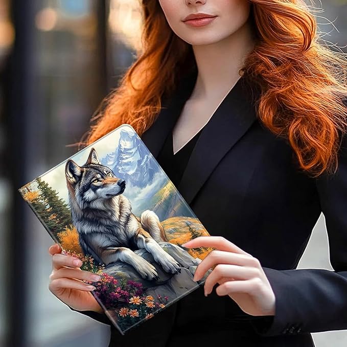 Case for Amazon Kindle Fire HD 10 and Fire HD 10 Plus 10.1 Tablet Case (13th/11th Generation 2023/2021 Release) Slim Fit PU Leather Cover with Auto Sleep/Wake - Deep Forest Wolf