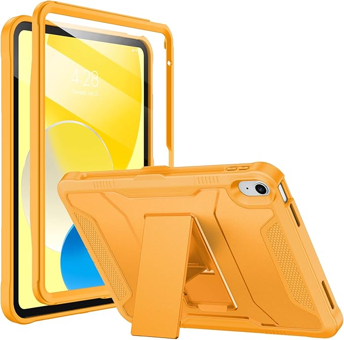 Soke Case for iPad (A16) 11th Generation 11-inch 2025 iPad 10th Generation 10.9-inch 2022 with Built-in Screen Protector and Kickstand Rugged Full Body Protective Cover - Citrus