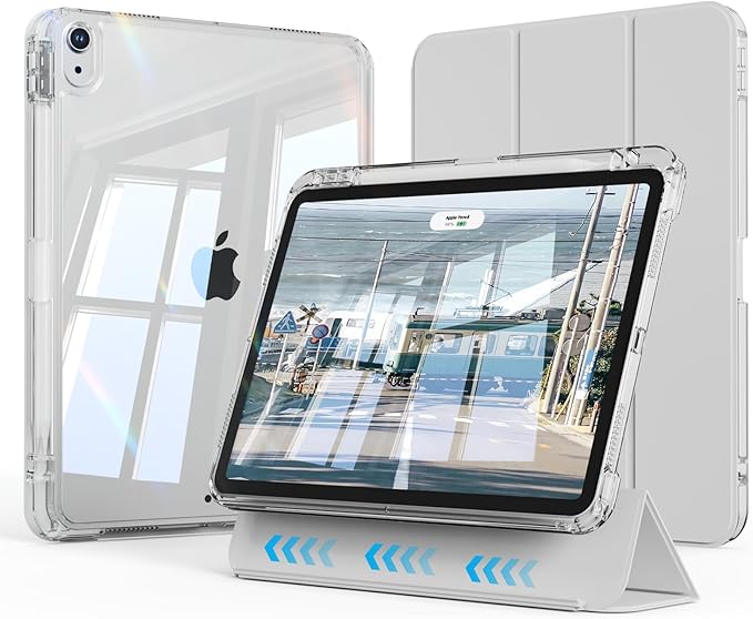 Case for iPad Air 11 inch M4/M3/M2 (2026/2025/2024) &amp iPad Air 5/4th Generation (2022/2020) 10.9 inch 2-in-1 Removable Hard PC Transparent Back with Pencil Holder Auto Sleep/WakeGray