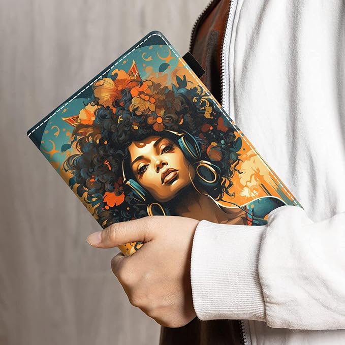 Case for All-New Amazon Kindle Fire HD 10 &amp 10 Plus Tablet 10.1 (13th/11th Generation 2023/2021 Release) - PU Leather Folio Case with Smart Auto Wake/Sleep African American Woman