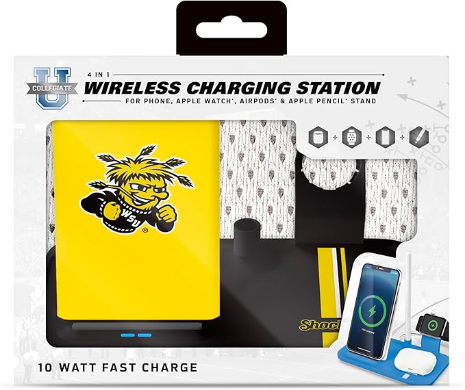 SOAR NCAA 4-in-1 Wireless Charging Docking Station: Fast Charge for iPhone Apple Watch Air Pods &amp Apple Pencil