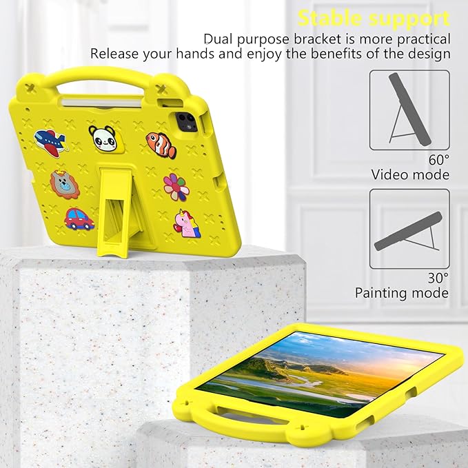 Compatible with Lenovo Tab M11/Tab P11/Tab P11 Plus/Xiaomi Redmi Pad SE(2023) 11 inch Tablet Case Kids Shockproof Protective Case with Shoulder Strap &amp Stand Handle - Yellow