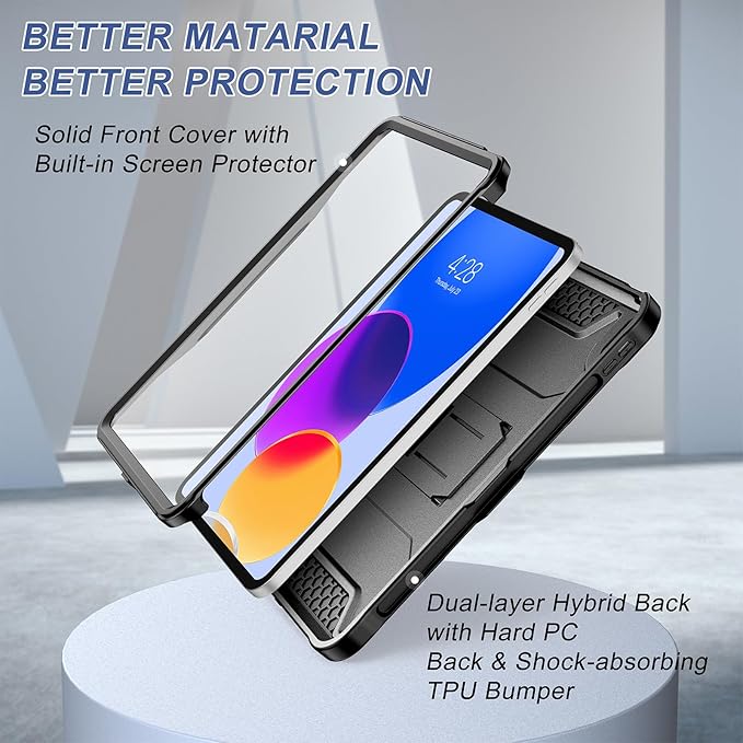 Soke Case for iPad (A16) 11th Generation 11-inch 2025 iPad 10th Generation 10.9-inch 2022 with Built-in Screen Protector and Kickstand Rugged Full Body Protective Cover - Glossy Black