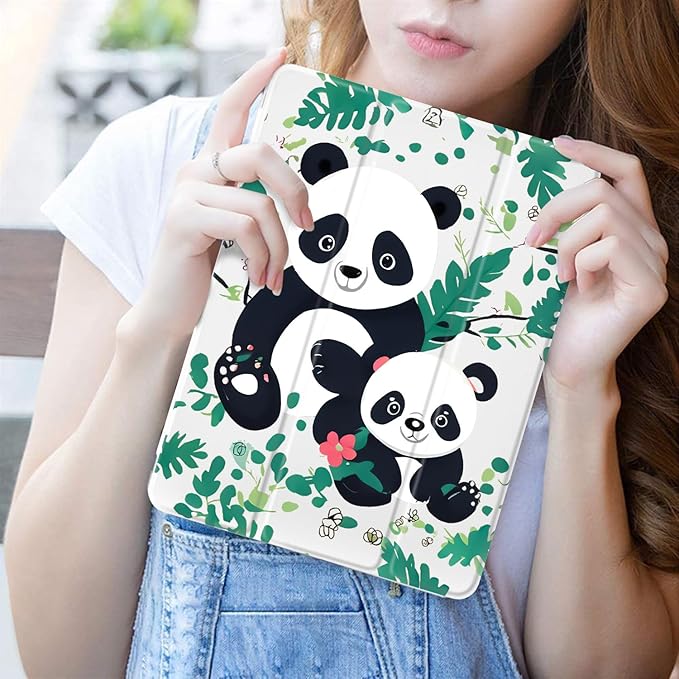 JOYLAND Pad Case for iPad 5th/6th Generationwith Pencil Holder-Auto Wake/SleepCute Panda Pattern Anti-Scratch Shockproof Premium Folio Stand Case (Model Number:A1822 A1823 A1893 A1954)