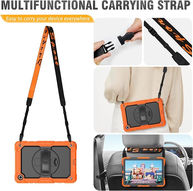 HXCASEAC Case for Samsung Galaxy Tab A11+ Plus 11 Inch Protective with Screen Protector/Hand Strap/Pen Holder Sturdy Shockproof for Samsung A11 Plus Tablet Case 5G SM-X230 SM-X236 SM-X238U - Orange