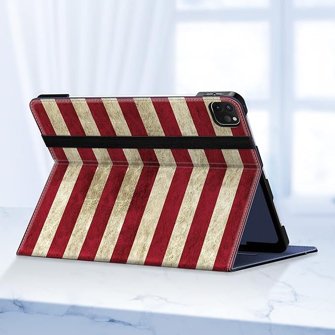 Fintie Folio Case for iPad Pro 12.9 6th Generation 2022 Multi-Angle Smart Stand Cover w/Pencil Holder &amp Pocket Also Fit iPad Pro 12.9 2021 5th &amp 2020 4th &amp 2018 3rd Gen US Flag