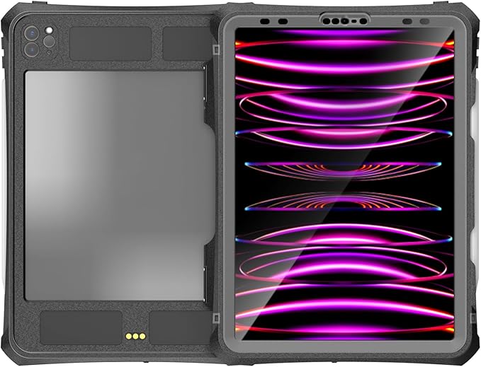 Compatible with iPad Pro 11-inch 4th/3rd/2nd Generation IP68 Waterproof Case A2759 A2761 A2435 w/Pencil Holder Kickstand Lanyard Shock-Proof Full-Sealing Cover Compatible with Magic Keyboard