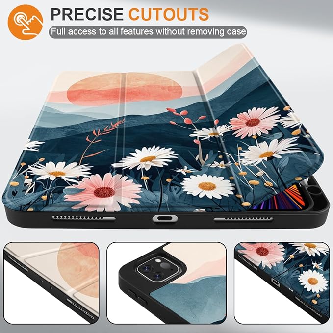 DONGKE Case for iPad Pro 12.9 inch 6th Generation 2022 Built-in Pencil Holder + Trifold Stand + Auto Wake/Sleep + Protective Cover for iPad Pro 12.9 5th/4th/3rd Gen - Daisie