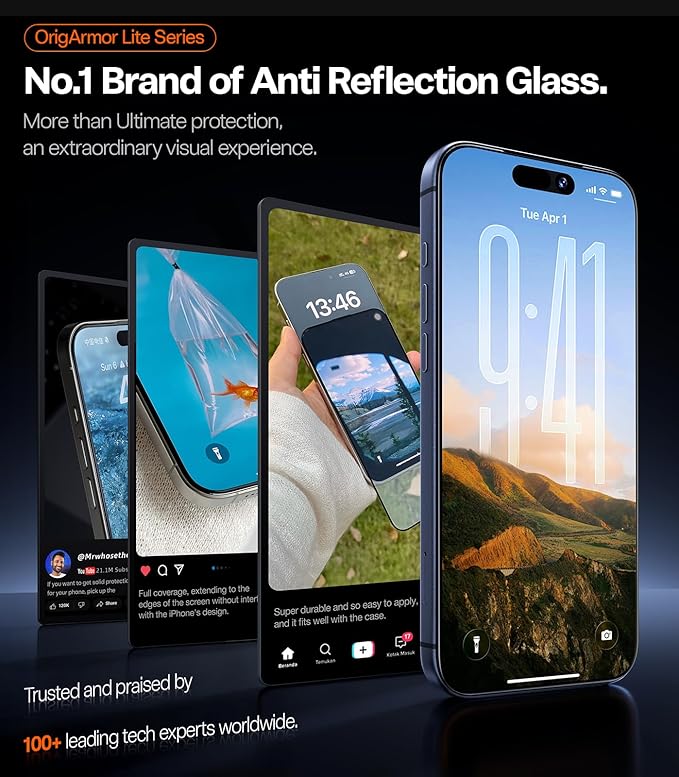 TORRAS OrigArmor Lite for iPhone 17 Pro Screen Protector [100% Anti Reflection ＆ Anti Glare] Military-Grade Shatterproof 9H+ Tempered Glass Anti-Scratch Screen Protector 17 Pro 6.3 1-Pack