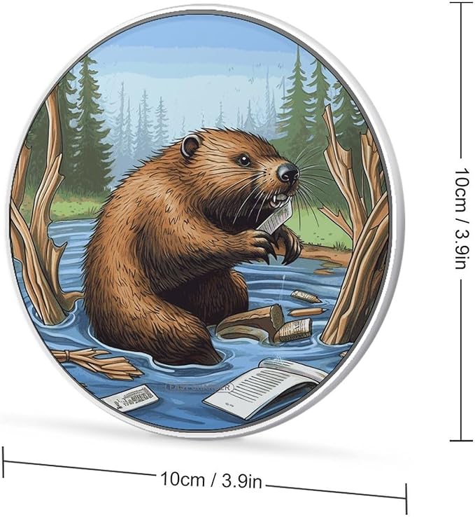 Busy Beaver Cartoon Wireless Charger Fast Wireless Charging Pad with USB Cable 10W Anti-Slip Magnetic Wireless Charger Portable Slim Charger Puck Travel Charging Station